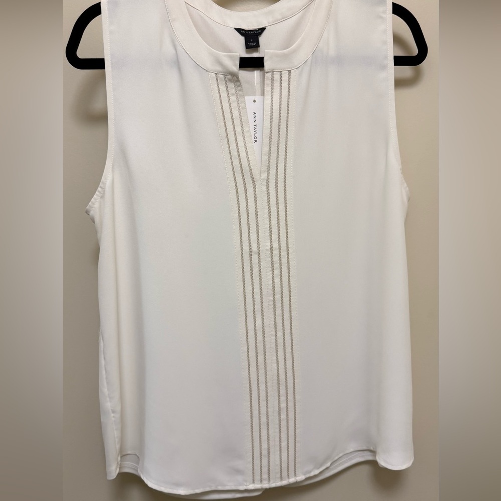 NWT Ann Taylor Ivory Sleeveless Blouse